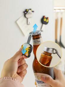 1/2/3pcs Cartoon Animal Magnetic Bottle Opener, Tiger Capybara Black Cat Funny Design, PVC Soft Rubber Fridge Magnet, Home Beer Opener, Cute Creative Home Decor Tool Ornament, Bar Tool - Multicolor - View 4