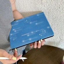 Casing Tablet Meteor Putih, Pelindung Minimalis Kreatif, Casing Lembut Anti Jatuh Full-Cover, Desain Lipat Y-Fold, Flip Cover, Slot Pena Bluetooth, Cetak Dua Sisi, Tebal, Tahan Guncangan dan Anti Jatuh, Berbagai Sudut Lipat untuk Penggunaan Berbeda, Desain Artistik, Kompatibel dengan Model iPad/Air/Pro - Biru - View 4