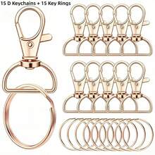 30-200pcs D-Shaped Swivel Key Ring Clips, Key Ring Accessories, Suitable For Keychains, Lanyards, Wallets DIY Crafts - D-ring + Keychain Set - View 9