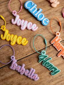 Custom Acrylic Name Keychain Personalized Soft Pastel Double Layer Letter Bag Charm, Custom Backpack Name Tag, Student Back To School Season Gift - Multicolor - View 5