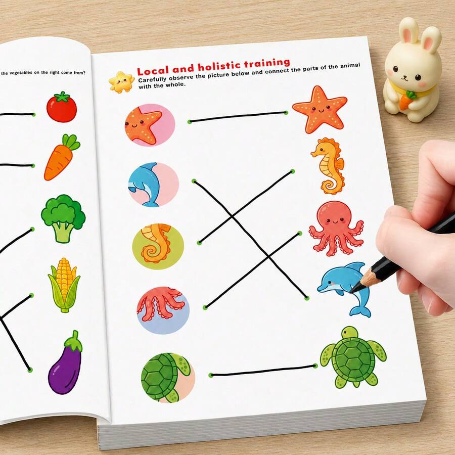 Related Connections Children's Activity Workbook, 32 Pages Logic Thinking & Attention Training Book, Shadow Matching & Quantity Practice Workbook, Preschool Early Education Toy, Children's Reading & Writing Learning Supplies