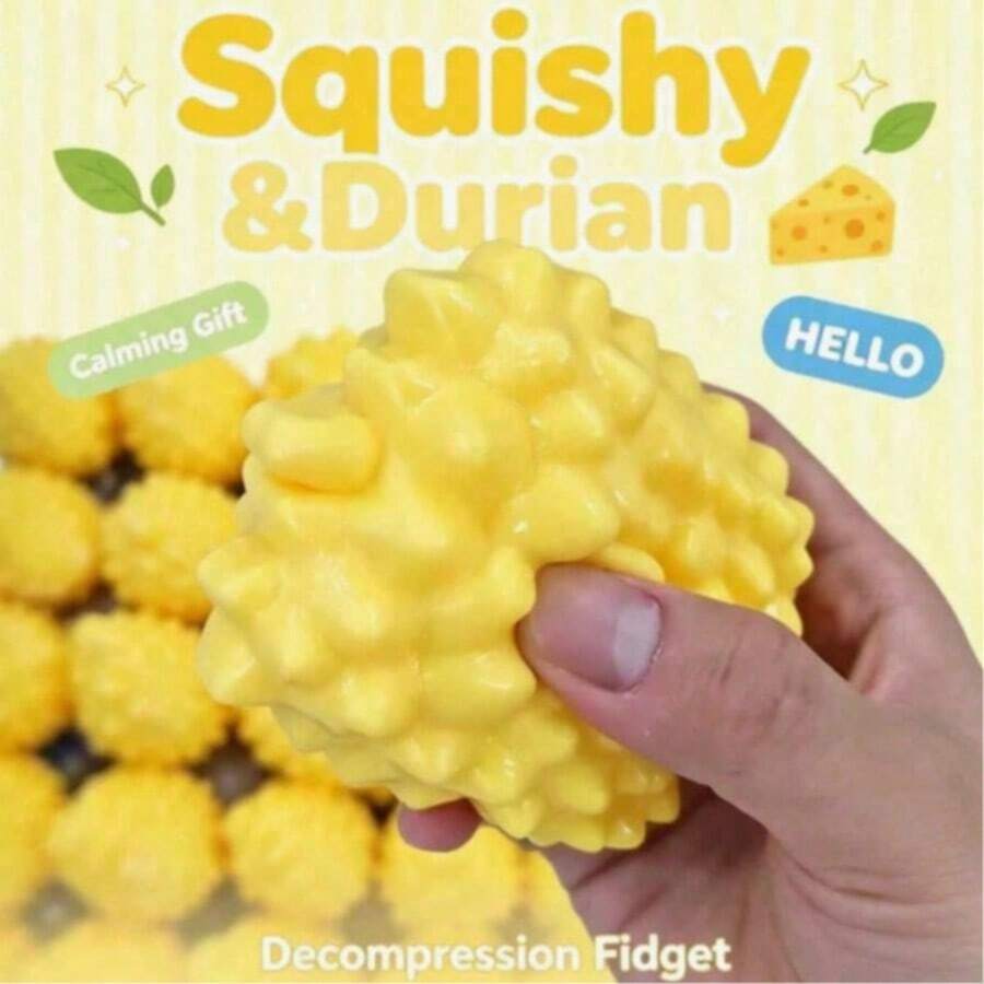 1pc Large Durian Building Block Handmade Ball - Handmade Crispy Sound Stress Relief Ball - Prank Durian Toy [2 Random Packaging Styles, Random Shipping]
