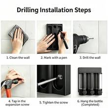 1Pc Wall‑Mounted 3‑Chamber Manual Soap Dispenser, No‑Drill Installation With Visual Liquid‑Level Window, Refillable Container For Shampoo, Shower Gel & Lotion, For Bathroom Hotel Household Use - Multicolor - View 8
