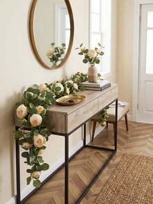 2 buah Kain Sutra 1,8M Motif Bunga Peony Besar - Krem - View 9