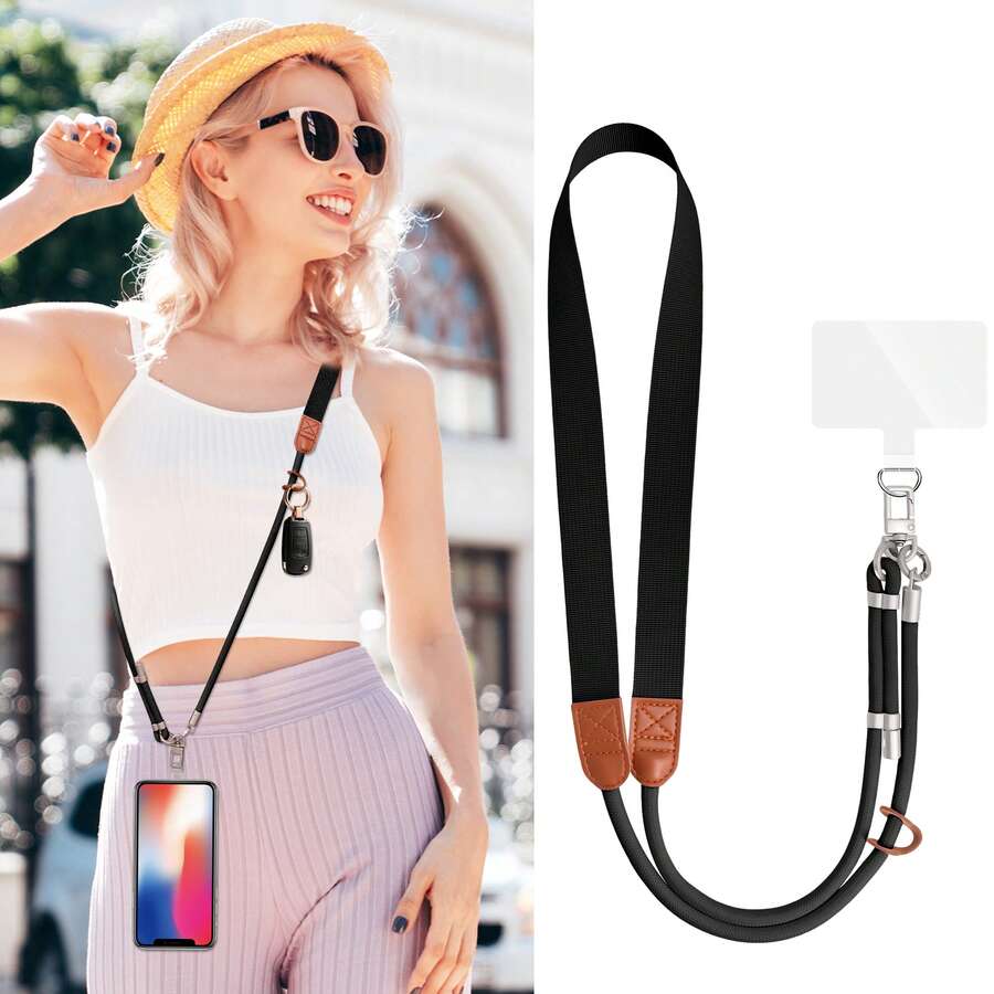 Crossbody Phone Lanyard Strap, Adjustable Shoulder Neck Phone Chain With Clear Phone Tab, Anti‑Lost Universal Crossbody Lanyard For Cell Phone Case Ke - Multicolor - View 1