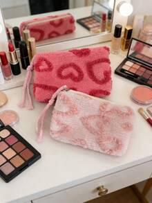 Solid Color Quilted Heart Pattern Zipper Storage Bag, Lightweight Coin Purse, Suitable For Storing Coins, Earphones, Daily Essentials, Etc. - Multicolor - View 10