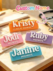 Personalized Pin Badge, Customized Name Tag, Customizable Text/Name, Suitable For Students, Nurses, Teachers And Professionals, Ideal For Back To School, Hospital And Office Settings, Can Be Worn On Uniform - Multicolor - View 5