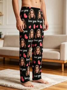 1pc Customized Printed Pajama Pants, Ideal Gift For Boyfriend Or Girlfriend, Suitable For Anniversary, Birthday And Various Holidays - Multicolor - View 4