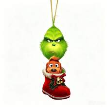 Panini The Grinch Christmas Red Boots Design Flat Acrylic Hanging Ornament Set, Holiday Sock & Boots Character Pendant, Lightweight Christmas Tree Decoration, Suitable For Holiday Home & Party Decor - Random Styles - View 3