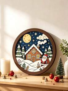 Wooden Santa Claus Ornament, DIY 3D Hollow Carved Decor, Christmas Gift - Multicolor - View 4