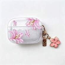 Transparent Butterfly Lily Flower Protective Case Compatible With Apple Pro 2nd Generation Wireless Bluetooth Earbuds Pro Soft Minimalist Unisex Protective Shell 2 3rd Generation Girl 4th Generation Protective Shell - Pink - View 9