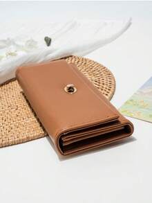 CHARM INFINITE Dompet Clutch Panjang Wanita dari Kulit Sintetis, Dompet Lipat dengan Kunci Putar Bertekstur Leci, Kapasitas Besar dengan Banyak Slot Kartu, Kompartemen Uang Kertas dan Kantong Dalam Berresleting, Muat Ponsel, Tas Tangan Harian Warna Polos, Hadiah Ulang Tahun dan Liburan Praktis untuk Anak Perempuan - MultiWarna - View 3
