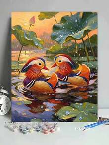 1pc Mandarin Duck DIY Oil Painting By Numbers, Canvas Painting DIY Crafts, Adult Home Decoration, Holiday Gift. - Sets - View 2