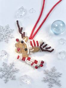 1pc Christmas Style Christmas Sock, Reindeer, Christmas Candy Pattern Rhinestone Bag Charm, Handmade Sewn Rhinestone Christmas Bag Decoration - Multicolor - View 10