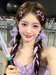 Colorful Metal Star Snap Hair Clips, 50pcs/100pcs Non-Slip Street Style Hair Accessories, Suitable For Women And Girls, Daily Wear And Party Occasions - Multicolor - View 1