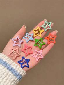 Colorful Metal Star Snap Hair Clips, 50pcs/100pcs Non-Slip Street Style Hair Accessories, Suitable For Women And Girls, Daily Wear And Party Occasions - Multicolor - View 3