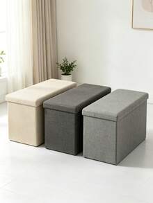 Foldable Storage Ottoman Bench, Linen Fabric Storage Box With Lid,Space-Saving Storage Box, Collapsible Footstool Seat With Storage For Bedroom Living Room, Easy To Clean,3 Sizes 3 Colors, Grey/Beige/Brown - Grey - View 8