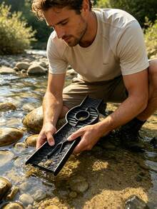 1pc Golden Mining Sluice, Used For Golden Prospecting, Portable And Efficient Recovery Tool, With Efficient Anti-Splash Sluice Design, Lightweight Plastic Mining Tool, Suitable For Streams, Rivers, And Creek Golden Prospecting Outdoor Exploration - A - View 5