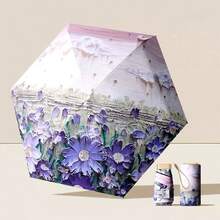 1PC Oil Painting Parasol, 5-Fold 6-Rib Umbrella, Sun Protection, Ultra-Light Small Foldable, Rain And Sun Capsule Umbrella, Advertising Umbrella - Multicolor - View 15