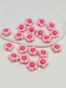 20pcs Sweet Cute Colorful Flower Beads DIY Jewelry Making And Decoration Beads For Phone Chain, Keychain, Necklace - Solid Color Floral - View 7