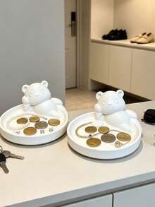 Vigour Summer Cute Bear Jewelry Storage Tray, Key & Small Item Holder, Bedroom & Living Room Desktop Decor, Home Organization, Suitable For Small Objects, Commemorative Gift, Halloween & Christmas Gift, Best Choice - Multicolor - View 3