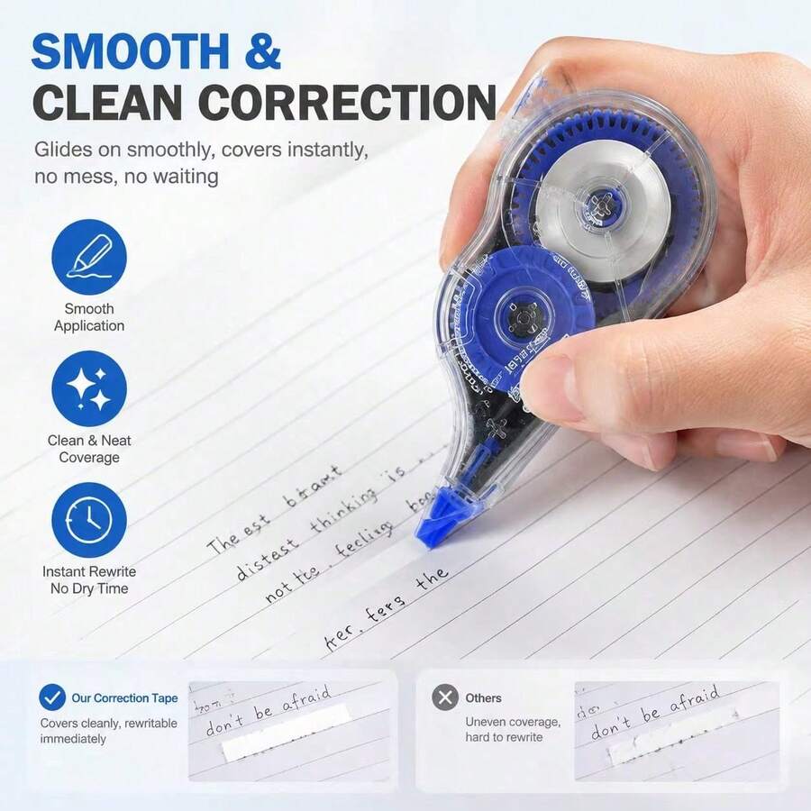 4pcs Random Correction Tape, 8m Large Capacity Correction Tape Set, Student Correction Tape, Erase And Modify Homework, Correction Tool, Correction Stationery, Eraser, Homework Writing, Correction Supplies - Multi-color - View 1