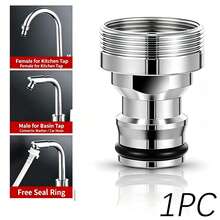 22mm Internal Thread/24mm External Thread Fine Thread Tap Adapter, -Plated Faucet Quick Connector, Kitchen Sink Mixer Tap Accessory, Washing Machine And Water Pipe Connector - Round - View 10