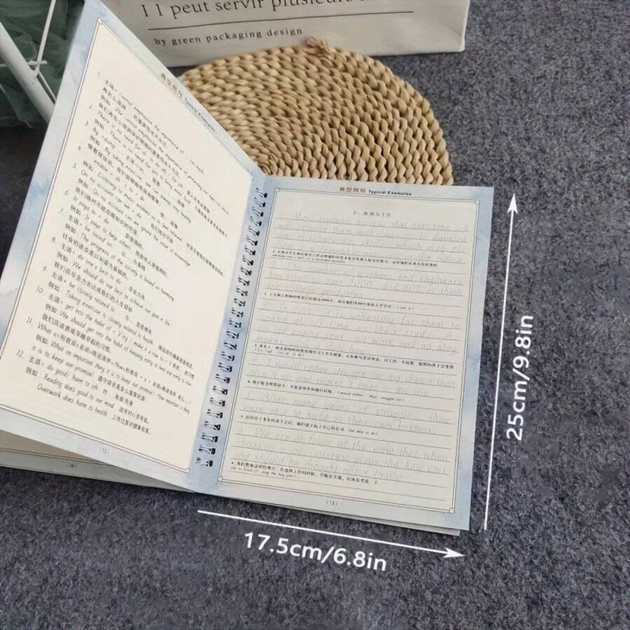 11pcs Set 1 English Handwriting Notebook + 10 Pen Refills + 1 Pen Holder, English Cursive 3D Grooved Handwriting Practice Book, Calligraphy Practice Workbook, Reusable Full-Score Composition Practice Book, Random Pen Style - Calligraphy Practice Set - View 1