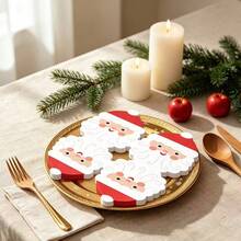 20 Disposable Christmas Paper Napkins, Cute Christmas Dinner Napkins, Santa Claus, Christmas Tree, Gift Box And Stocking Prints, Decorative Paper Napkins For Table Decorations, Christmas Party Supplies. - View 2
