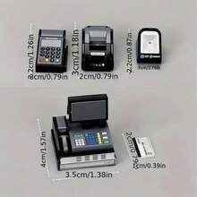 7pcs Mini Supermarket Cash Register Set, Mini Supermarket Card Reader POS Machine, Used For Dollhouse Scene Props, Dollhouse Decoration, DIY Micro Scenes, Photography Props, Miniature Furniture And Desktop Decor - Multicolor - View 5