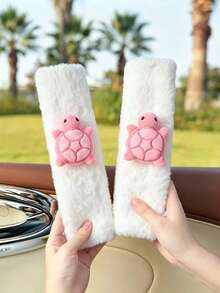 1pc/2pcs Car Seat Belt Pad Turtle Decor, Car Seat Belt Protector, Soft And Comfortable Interior Decoration - A - View 2