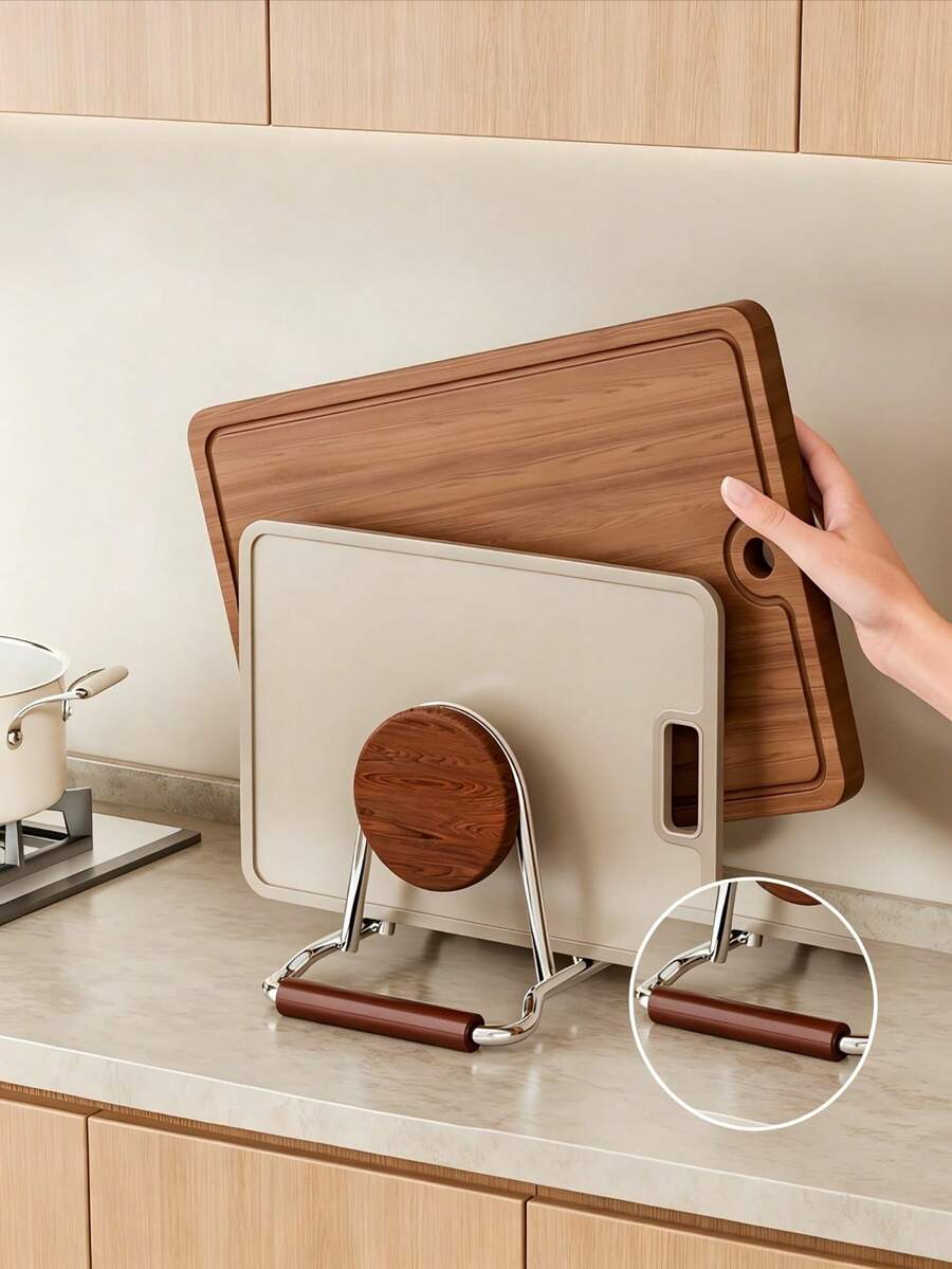 2/1pc Multi-Functional Kitchen Storage Rack, Pot Lid Holder, Plate Rack, Kitchen Utensil Rack, Cookware Rack, Suitable For Cabinets And Countertops, With Non-Slip Base, Non-Slip And Oil-Resistant, Easy To Clean, Keeps Countertop Dry, Kitchen Supplies, Decor, Home Essential - Multicolor - View 1