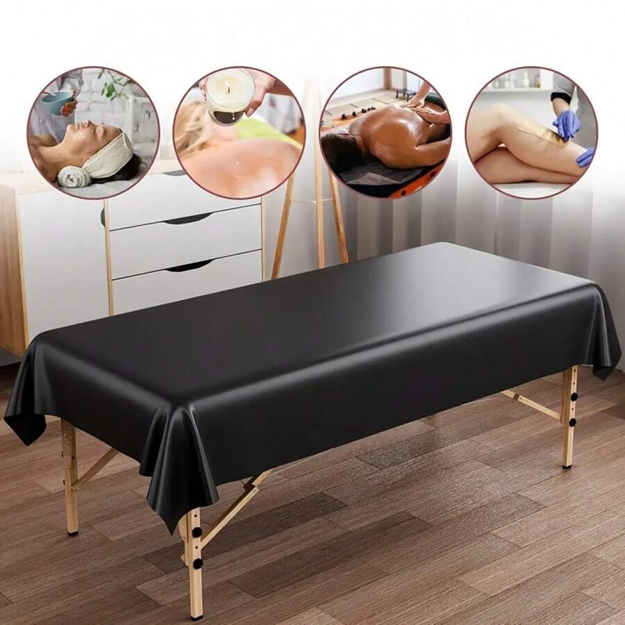 1pc Waterproof Massage Table Cover - PVC Material, Reusable And Easy To Clean Protector, Suitable For Beauty Salon, Home Use - Durable, Hygienic Protection, Home Massage Setup | Stylish Design | Durable Tabletop Protector - Multicolor - View 1