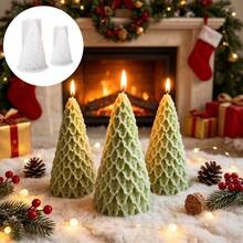 SILIKE LUFEI Set Cetakan Lilin Pohon Natal 2 Buah, Besar dan Kecil, Cetakan Silikon untuk Resin, Plaster, Lilin, Produk Aromaterapi, Pajangan Dekorasi Rumah - cetakan silikon - View 4