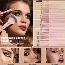 20Pcs Light Pink Professional Makeup Brushes Set , Cosmetic Brushes For Powder , Blush , Foundation And Eye Detail Makeup , Practical Daily Makeup Kit For Makeup Beginners - Multicolor - View 4