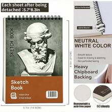 Sketchbook, Top Spiral Bound Sketchbook, Acid-Free Art Sketchbook And Art Drawing Paper, Suitable For Adult Beginners. - White - View 2