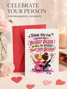 1pc Best Friend Greeting Cards, Birthday Thank You Gratitude Cards With Envelopes, Unique Friendship Birthday Gift Cards For Women Bestie - View 7
