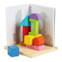 1 Set Projection Blocks 3-View Spatial See-Through Building Toy, Wooden Early Education Teaching Tool For Children To Develop Multi-Angle Observation, Spatial Imagination And Logical Thinking - Multicolor - View 8
