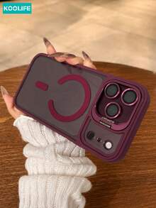 Koolife 1件無線充電手機殼，高透明PC背板還原原機顏色，內建鷹眼玻璃鏡頭框與支架，全方位覆蓋2合1設計，防水、防摔、防震、防刮，相容 iPhone 18pro/18pro Max/17 Pro Max/17/17 Pro/17 Air/16/16 Pro/16 Plus/16 Pro Max/12/13/14/15 Pro/Plus/Pro Max - 櫻桃紅 - 查看 3