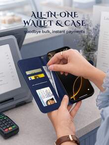 1pc Blue Lace Fashion Phone Case Compatible With Apple Smart Phone, Well-Made Smart Phone Case Cover With Card Holder Compatible With Apple 17 Pro Max Phone Case, Full Coverage Smart Phone Case Protective Cover Compatible With Apple 16 Pro Max, Apple 17 Phone Case With Smart Phone Stand, Reading Apple 13 Phone Case, Anti-Drop Apple 16 Phone Case With Magnetic Buckle, Phone Case Compatible With Samsung S26 Ultra/ S25 Ultra With Credit Card Slot; Suitable For Daily Use Honor Phone Case, Practical Phone Accessories Suitable For Daily Use Honor Phone Case. - Blue - View 7