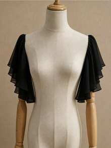 1pc White Chiffon Petal Sleeve 2pcs Elastic Bridal Decorative Arm Warmers - Multicolor - View 2