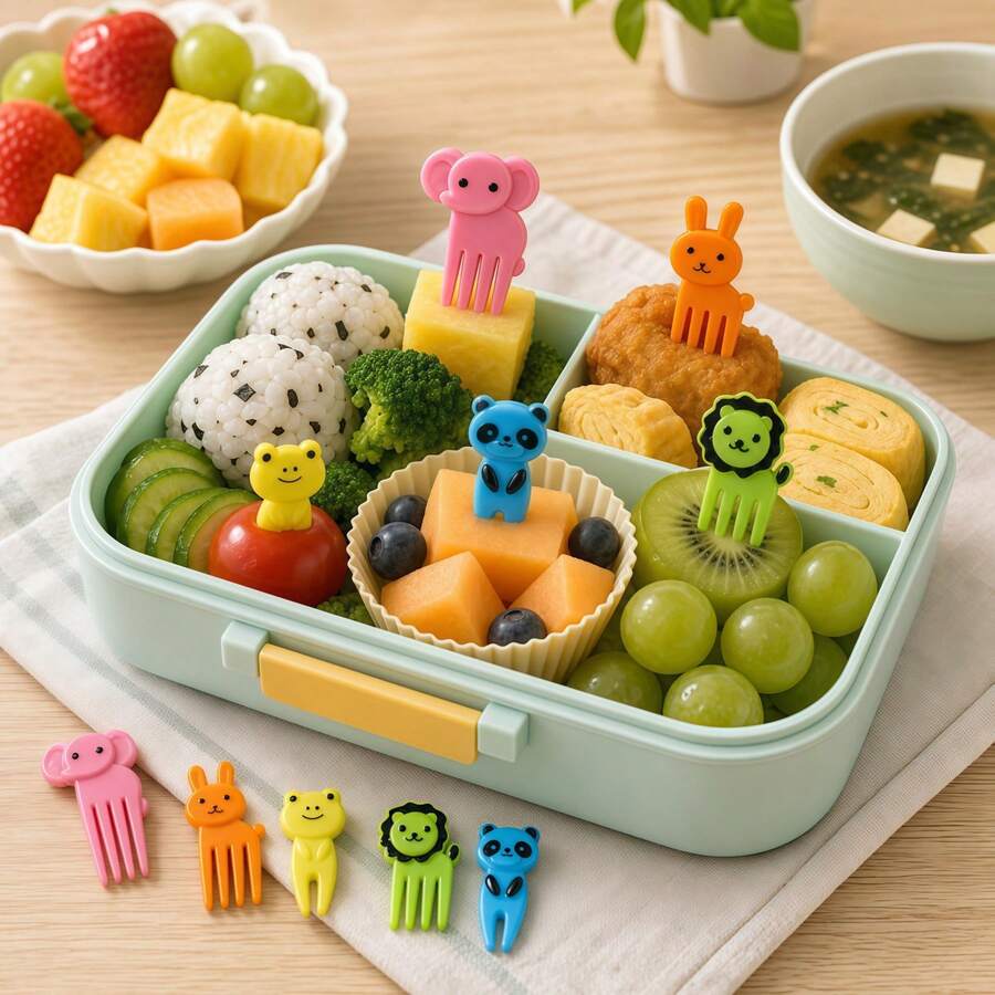 Bộ 50 nĩa trái cây hoạt hình, bộ gắp bento hình động vật, bộ 10/30 nĩa trái cây hình hươu cao cổ - Nhiều màu - Xem 1