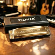 SELINER Selinger Blues 藍調口琴 C調 10孔 銅板簧片 全音階口琴 初學者專業級 金屬禮品 - 藍色 - 查看 7