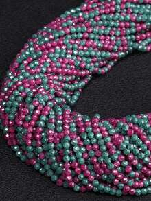 1 Strand Rose Red Green Zirconia, Loose Spaced Bead Stone Beads, Bead Jewelry Making DIY Bracelet Necklace Accessories 2/3mm - Multicolor - View 5