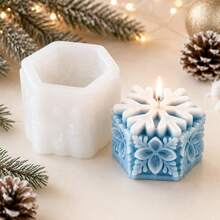1pc Snowflake Candle Silicone Mold, Snowflake Shape, Suitable For Candle/Soap/Plaster Decoration, Easy To Demold, Multi-Functional Mold. Perfect For Christmas/Winter Decoration/Ice And Snow Theme Party, And DIY Craft Enthusiasts - A-White - View 1