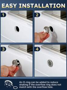 2pcs Sink Overflow Ring, Solid Brass Sink Overflow Cover Brushed Nickel - Multiple Styles - View 3