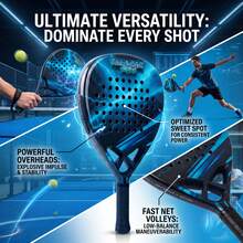 Crystals Padel Racket Carbon Fibre Kevlar Composite 375g EVA Memory Flex Foam Core Racquet With Bag - Blue - View 8