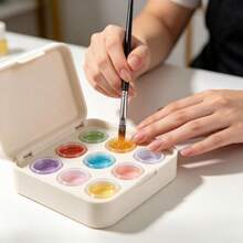 1pc 6-Grid White Palette Box, Nail Gel Color White Multi-Compartment Storage Box, Outdoor Painting Watercolor Storage Container, Portable Nail Polish Gel Paint Display Box - Multicolor - View 2