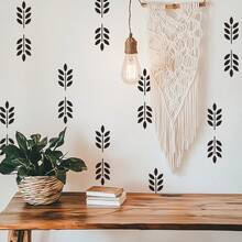 1pc Minimalist Black Branch & Leaf Wall Sticker, Nordic Style Vertical Leaf Living Room Background Wall Self-Adhesive Decorative Decal - Multicolor - View 3
