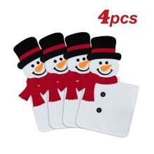 4pcs Set, Cute Christmas Placemats, Tableware Storage, Santa Claus, Reindeer, Snow And Gingerbread Man Designs, Christmas Tableware Holder, Placemat, Silverware Pocket, Party Table Decoration, Adding Color To Your Holiday Party Table - Multicolor - View 8